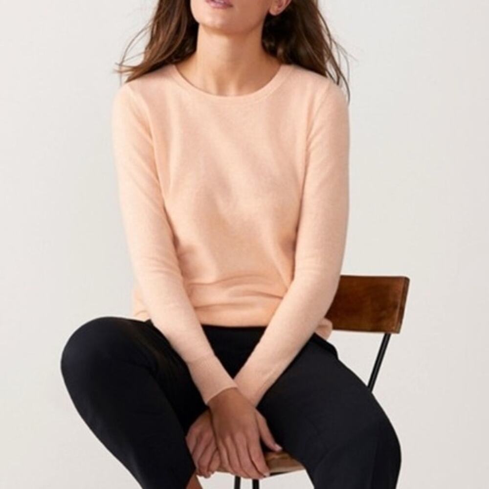 Pure Collection Peach Cashmere Crew Neck Pullover Sweater Women's Size 12